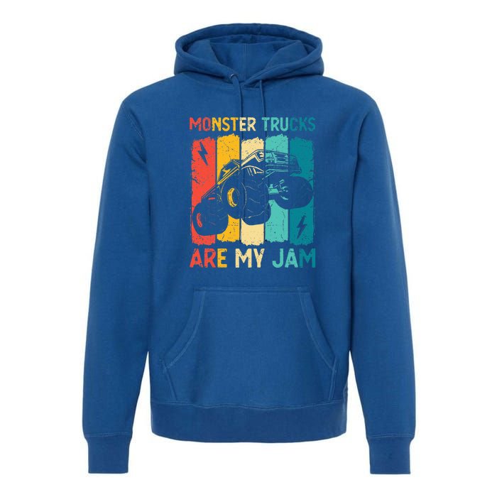 Monster Trucks Are My Jam Retro Vintage Monster Truck Premium Hoodie