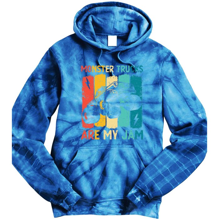 Monster Trucks Are My Jam Retro Vintage Monster Truck Tie Dye Hoodie