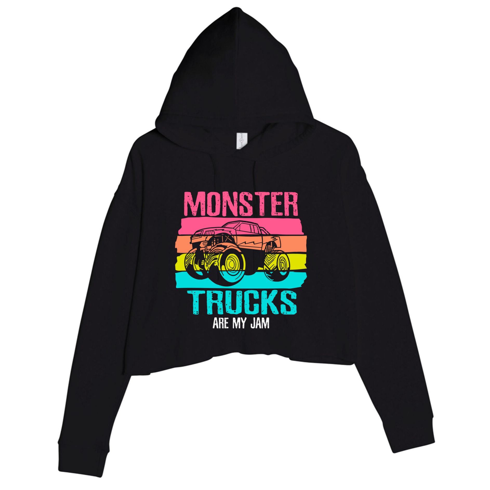 Monster Trucks Are My Jam Engines Truck Car Lovers Trucker Gift Crop Fleece Hoodie