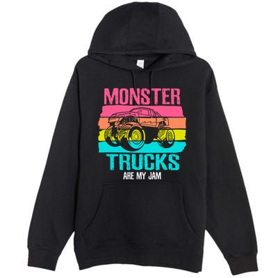 Monster Trucks Are My Jam Engines Truck Car Lovers Trucker Gift Premium Pullover Hoodie