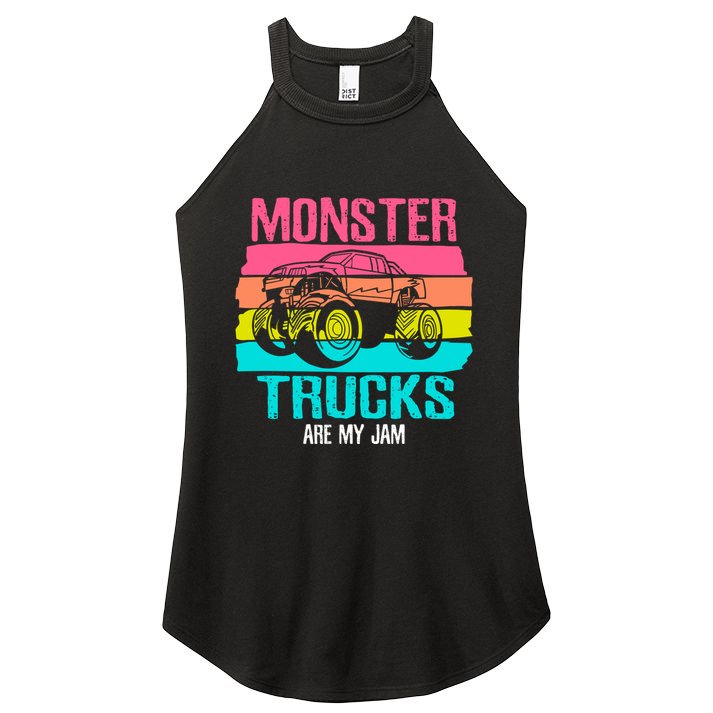 Monster Trucks Are My Jam Engines Truck Car Lovers Trucker Gift Women's Perfect Tri Rocker Tank