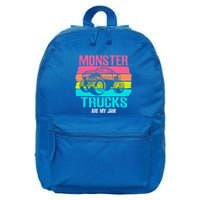 Monster Trucks Are My Jam Engines Truck Car Lovers Trucker Gift 16 in Basic Backpack