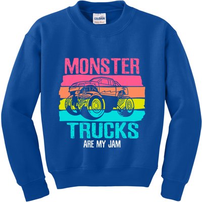 Monster Trucks Are My Jam Engines Truck Car Lovers Trucker Gift Kids Sweatshirt