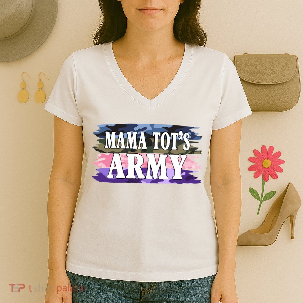 Mama Tots Army Women's V-Neck T-Shirt
