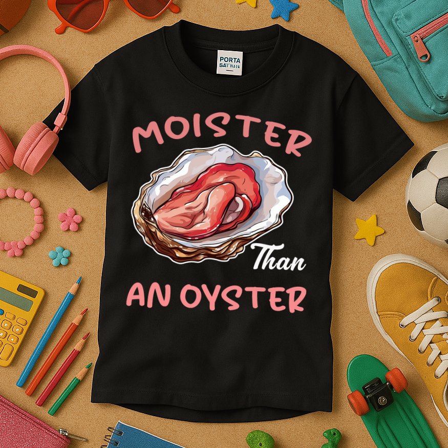 Moister Than An Oyster Funny Inappropriate Adult Humor Kids T-Shirt