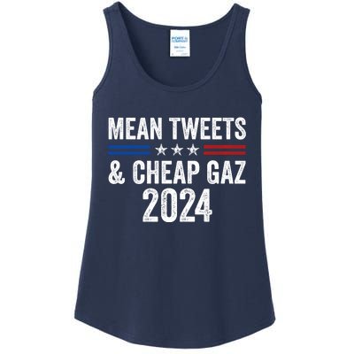 Mean Tweets And Cheap Gas Funny Donald Trump 2024 Ladies Essential Tank