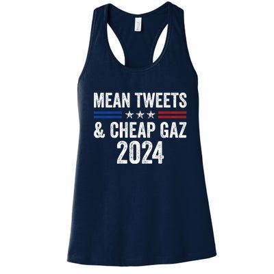 Mean Tweets And Cheap Gas Funny Donald Trump 2024 Women's Racerback Tank