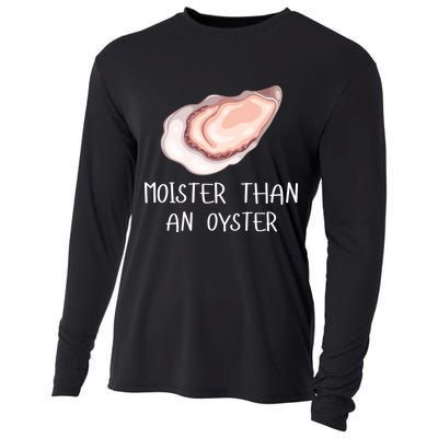 Moister Than An Oyster Shucking Funny Shellfish Shucker Cooling Performance Long Sleeve Crew