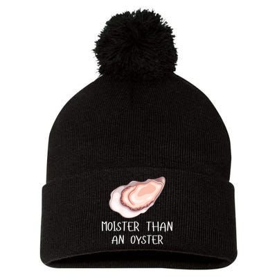 Moister Than An Oyster Shucking Funny Shellfish Shucker Pom Pom 12in Knit Beanie
