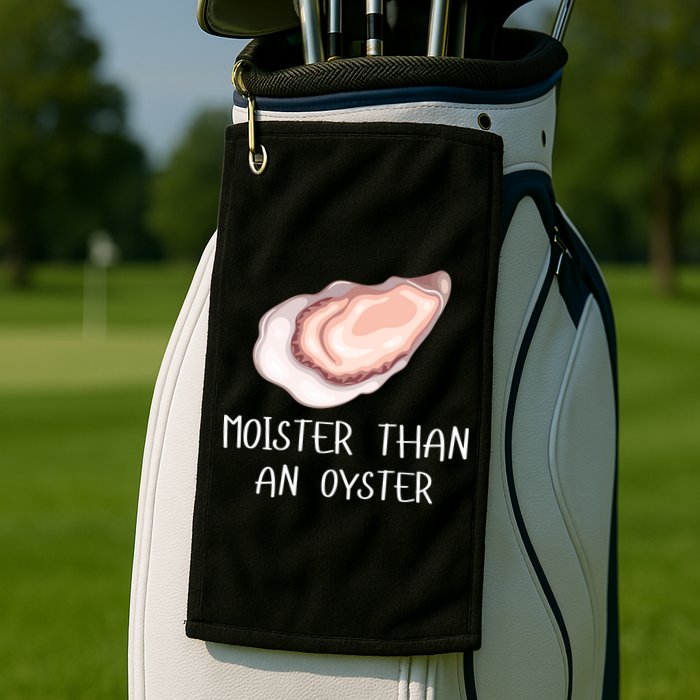 Moister Than An Oyster Shucking Funny Shellfish Shucker Golf Towel