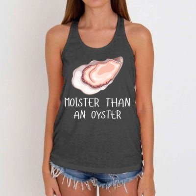 Moister Than An Oyster Shucking Funny Shellfish Shucker Women's Knotted Racerback Tank