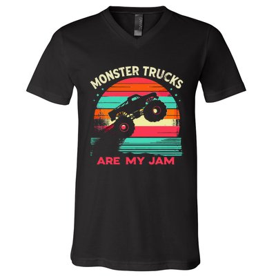 Monster Trucks Are My Jam Sunset V-Neck T-Shirt