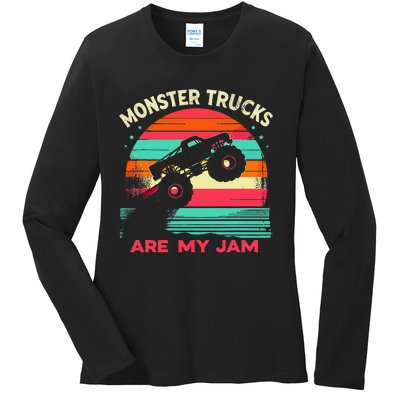 Monster Trucks Are My Jam Sunset Ladies Long Sleeve Shirt