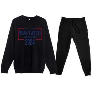 Mean Tweets And Cheap Gas 2024 President Donald Trump Premium Crewneck Sweatsuit Set