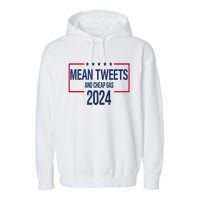 Mean Tweets And Cheap Gas 2024 President Donald Trump Garment-Dyed Fleece Hoodie