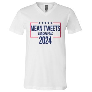 Mean Tweets And Cheap Gas 2024 President Donald Trump V-Neck T-Shirt