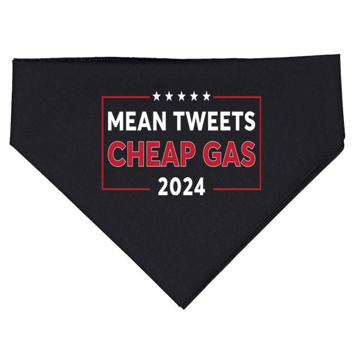 Mean Tweets And Cheap Gas 2024 ProTrump American Flag USA-Made Doggie Bandana