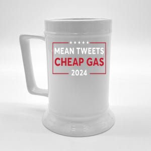 Mean Tweets And Cheap Gas 2024 ProTrump American Flag Beer Stein