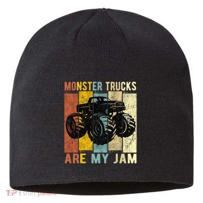 Monster Trucks Are My Jam Vintage Retro Monster Truck Sustainable Beanie