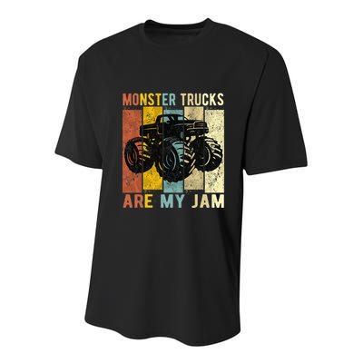 Monster Trucks Are My Jam Vintage Retro Monster Truck Youth Performance Sprint T-Shirt