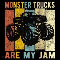 Monster Trucks Are My Jam Vintage Retro Monster Truck Baby Bodysuit