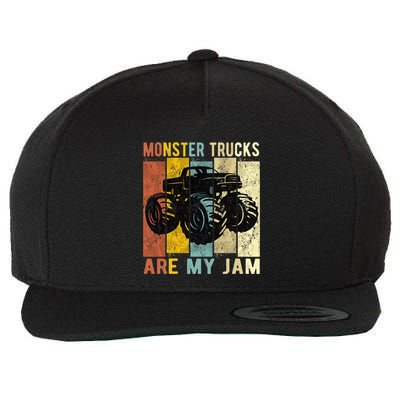 Monster Trucks Are My Jam Vintage Retro Monster Truck Wool Snapback Cap