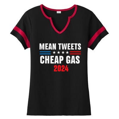 Mean Tweets And Cheap Gas Funny 2024 Pro Trump Ladies Halftime Notch Neck Tee