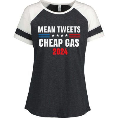 Mean Tweets And Cheap Gas Funny 2024 Pro Trump Enza Ladies Jersey Colorblock Tee