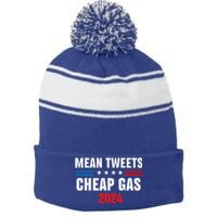 Mean Tweets And Cheap Gas Funny 2024 Pro Trump Stripe Pom Pom Beanie