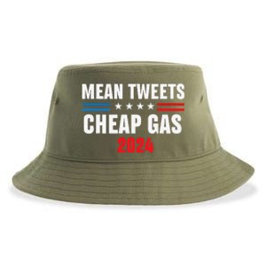 Mean Tweets And Cheap Gas Funny 2024 Pro Trump Sustainable Bucket Hat