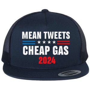 Mean Tweets And Cheap Gas Funny 2024 Pro Trump Flat Bill Trucker Hat