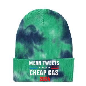 Mean Tweets And Cheap Gas Funny 2024 Pro Trump Tie Dye 12in Knit Beanie