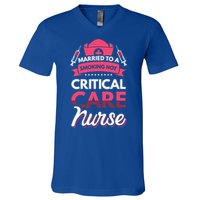 Married To A Critical Care Nurse Gift V-Neck T-Shirt