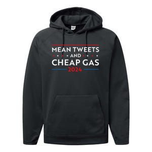 Mean Tweets And Cheap Gas Funny 2024 Pro Trump Wo Performance Fleece Hoodie