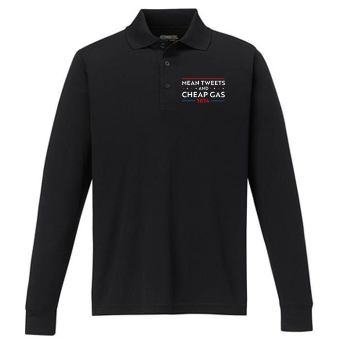 Mean Tweets And Cheap Gas Funny 2024 Pro Trump Wo Performance Long Sleeve Polo