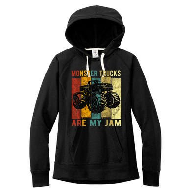 Monster Trucks Are My Jam Vintage Retro Monster Truck Women's Fleece Hoodie