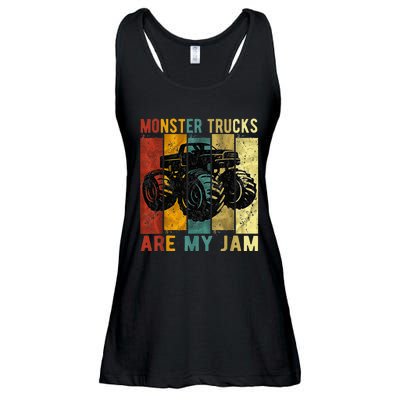 Monster Trucks Are My Jam Vintage Retro Monster Truck Ladies Essential Flowy Tank