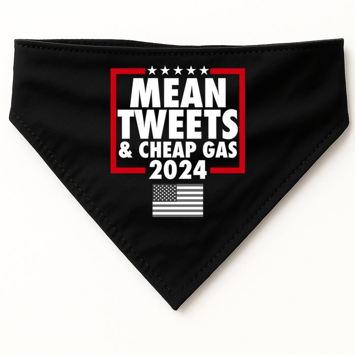 Mean Tweets And Cheap Gas Trump 2024 USA-Made Doggie Bandana