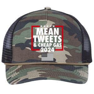 Mean Tweets And Cheap Gas Trump 2024 Retro Rope Trucker Hat Cap