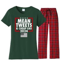 Mean Tweets And Cheap Gas Trump 2024 Women's Flannel Pajama Set