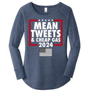 Mean Tweets And Cheap Gas Trump 2024 Women's Perfect Tri Tunic Long Sleeve Shirt