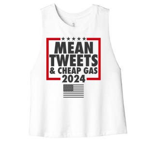 Mean Tweets And Cheap Gas Trump 2024 Women's Racerback Cropped Tank