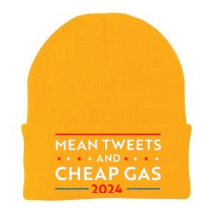 Mean Tweets And Cheap Gas Funny 2024 Pro Trump Knit Cap Winter Beanie