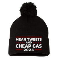 Mean Tweets And Cheap Gas Funny Donald Trump 2024 Election Pom Pom 12in Knit Beanie