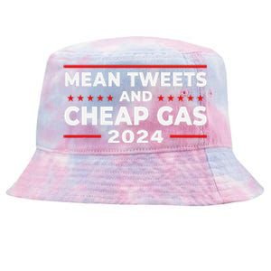 Mean Tweets And Cheap Gas Funny Donald Trump 2024 Election Tie-Dyed Bucket Hat