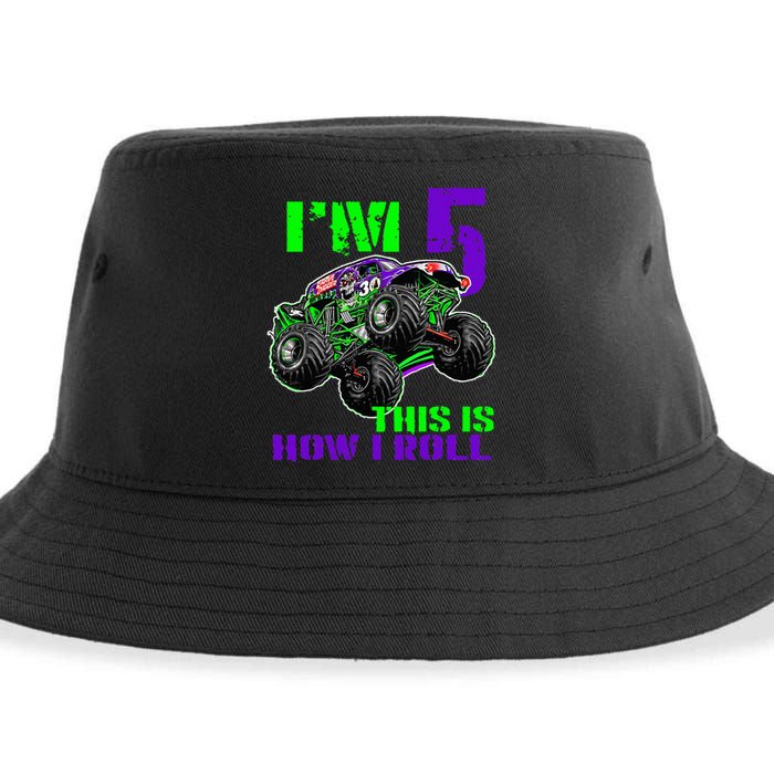 Monster Trucks Are My Jam 5th Birthday Boy 5 Years Old Bday Sustainable Bucket Hat