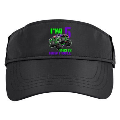 Monster Trucks Are My Jam 5th Birthday Boy 5 Years Old Bday Adult Drive Performance Visor