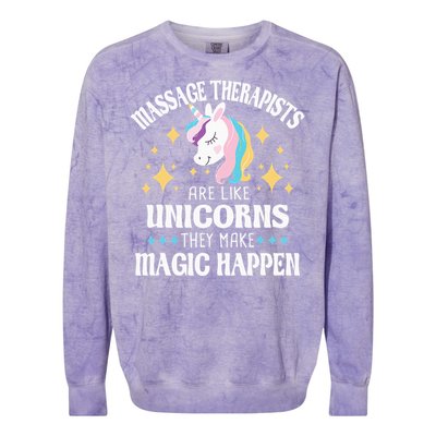 Massage Therapists Are Like Unicorns Massage Therapy LMT Colorblast Crewneck Sweatshirt