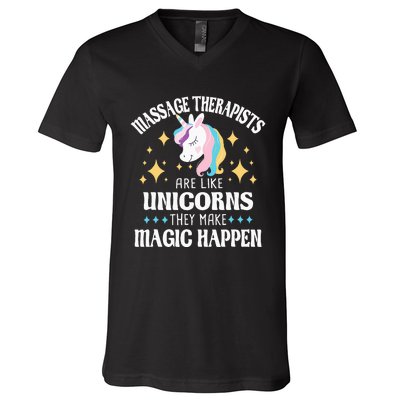 Massage Therapists Are Like Unicorns Massage Therapy LMT V-Neck T-Shirt