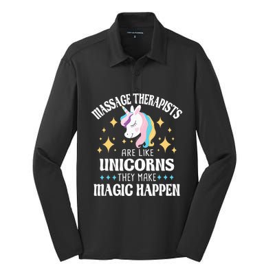 Massage Therapists Are Like Unicorns Massage Therapy LMT Silk Touch Performance Long Sleeve Polo